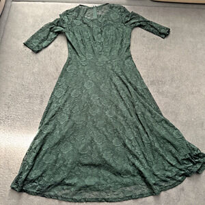 Dressystar Formal Wedding Midi Lace Dress, Forest Green, Large (8-10)
